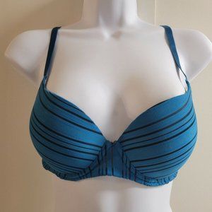True & Co Bra Blue Striped Padded Bra Size 34B